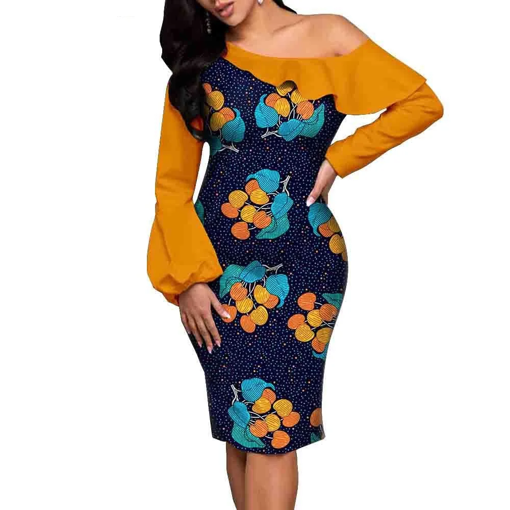 New hot selling African ethnic printing batik cotton large fashion dress