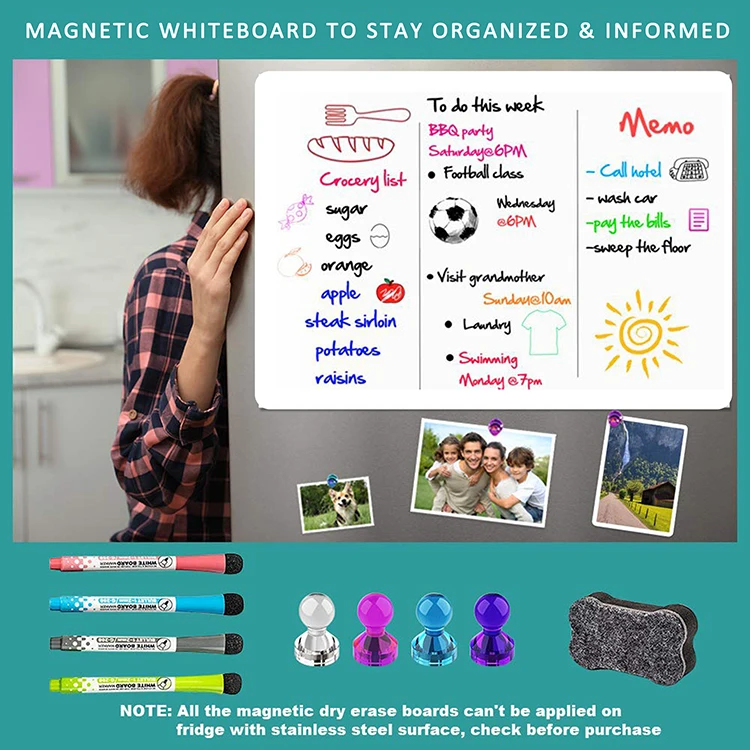 12*8 Inch Dry Erase White Magnetic Board Magnetic Whiteboard Sticker