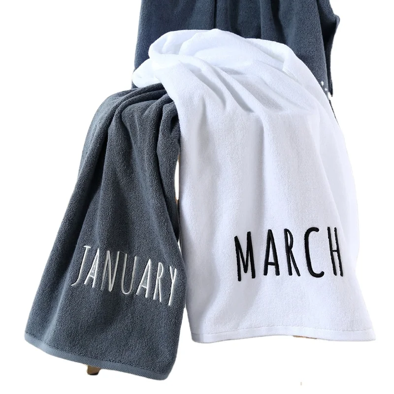 Банное полотенце из чистого хлопка с вышивкой, креативный месяц, Большое банное полотенце, утолщенный Мягкий впитывающий ворс