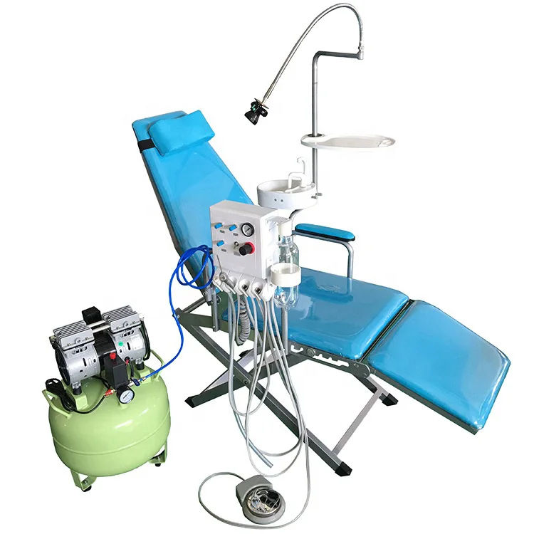 Hospital Clinic Usage Convenient Folding Dental Chair Unit with Air Compressor Cheap Portable Dental Chair