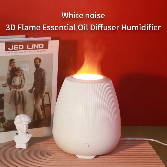 New White Noise machine 3D Flame Air Humidifier Orange LED Night Light Aroma Diffuser Ultrasonic Atomizer for Home Office