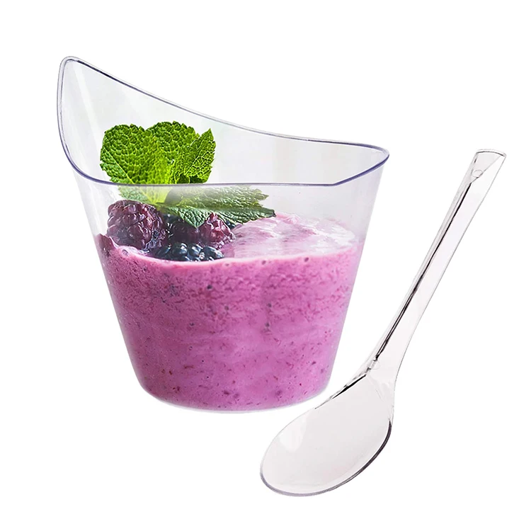 Disposable Containers Bevel Round Shape Plastic Puddings Dessert Cup