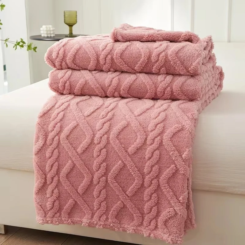 Flannel Fleece Throw Blankets Soft Adult Bed Cover Solid Color Tuff Blanket Winter Warm Stitch Fluffy Bedspread for Sofa Bedroom