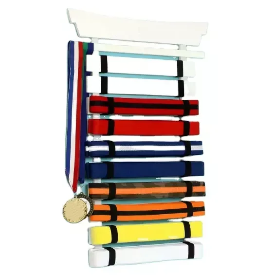 Custom Martial Arts Belt Holder Wooden Karate Belt Display Rack