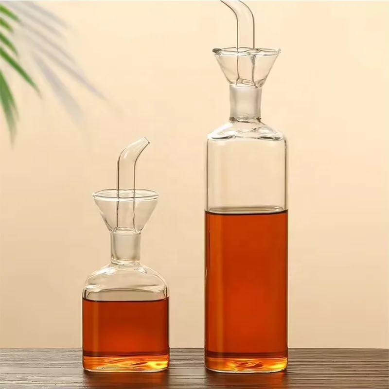 Olive Oil Glass Bottle Vinegar Cruet Cooking Wine Container Salad Dressing Glass Oil Bottle Vinaigrette Oil Dispenser with Spout