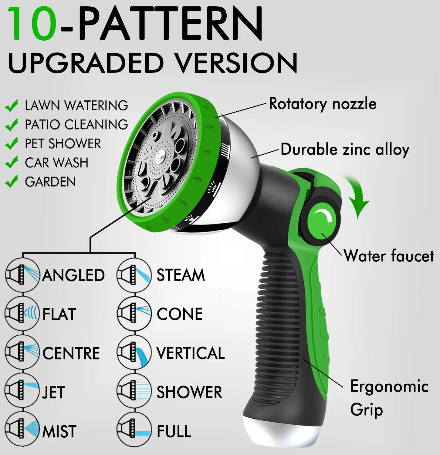 50ft 75ft 100ft lightweight magic elastic expandable garden hose with brass connector valve and 10-pattern zinc alloy sprayer