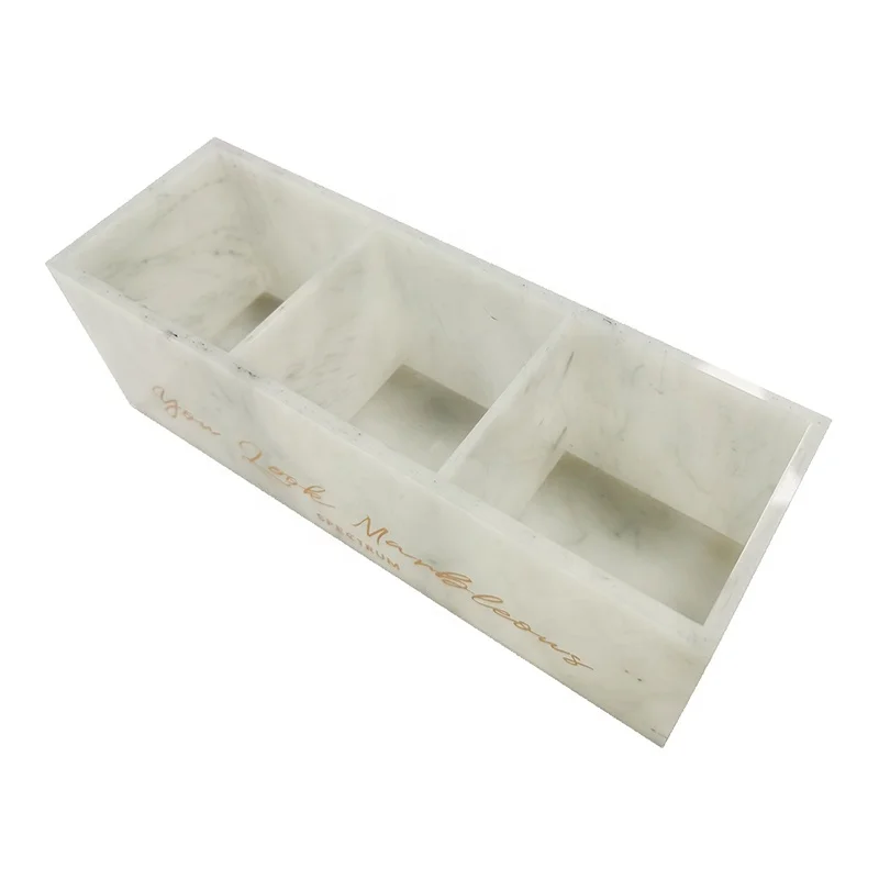 hot-selling set of beauty makeup marble organizer for cosmetics with rose gold customizng logo