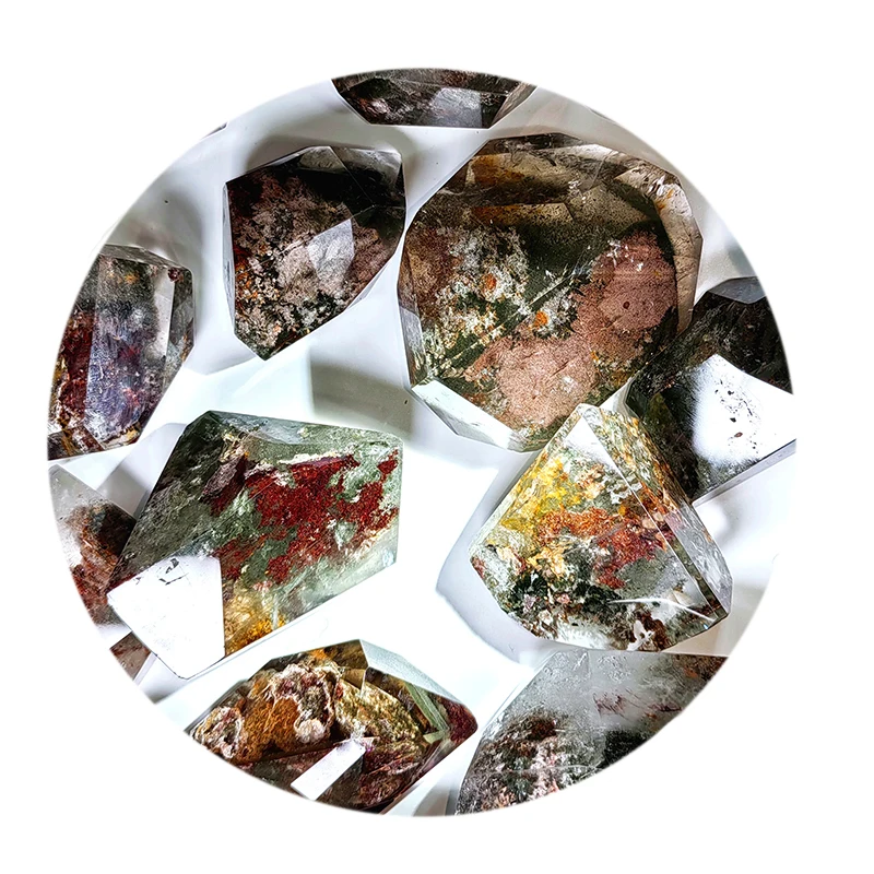 Wholesale Natural green crystal quartz block healing green phantom crystal chunk freeform garden phantom crystal
