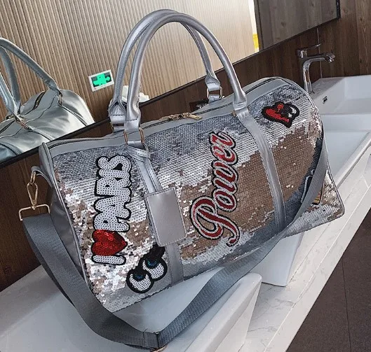 Custom Lightweight Travel Bag Fashion Sequin Duffel Bag Glitter Gym Bag