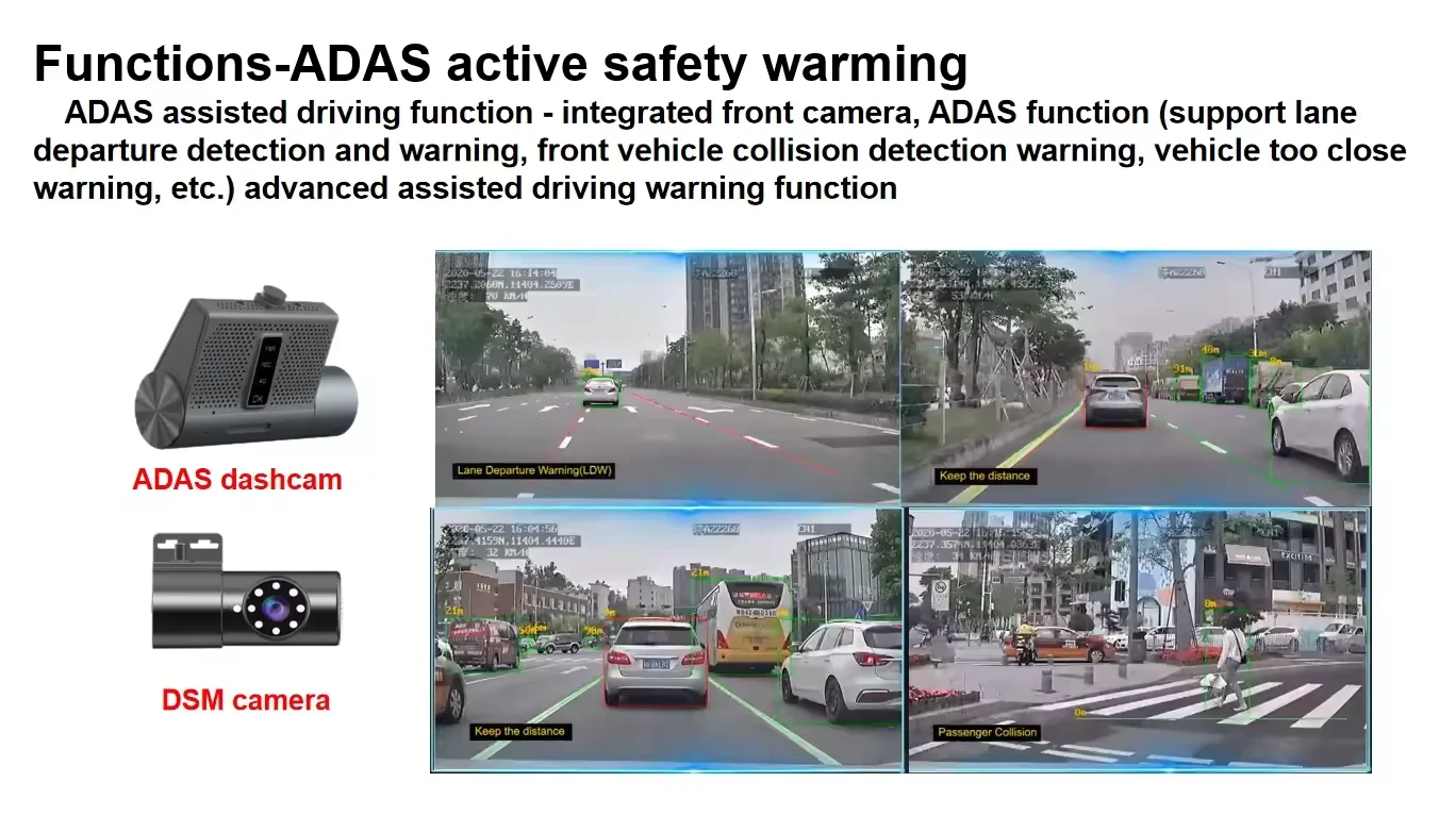 Richmor New Version Dual Lens Dashcam 4G Dash Cam with GPS Tracking and ADAS DSM Alarm System
