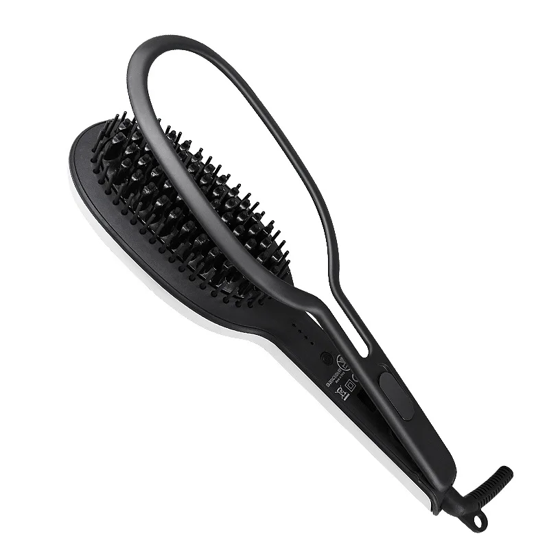 Professional Flat Iron 2 in 1 LCD Display Hair Straightener Multifunctional Titanium Hair Straightener Comb Curling Iron Brush
