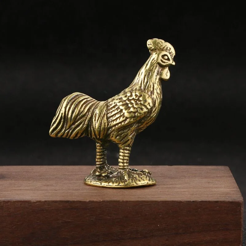 Brass handicraft chicken simulation statue farm animal model chicken, duck, pig, goose doll