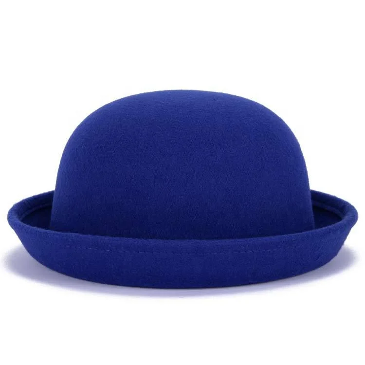 British Korean Fashion Lady Bowler Hat High Quality Imitation Woolen Cloth Formal Hat For Women