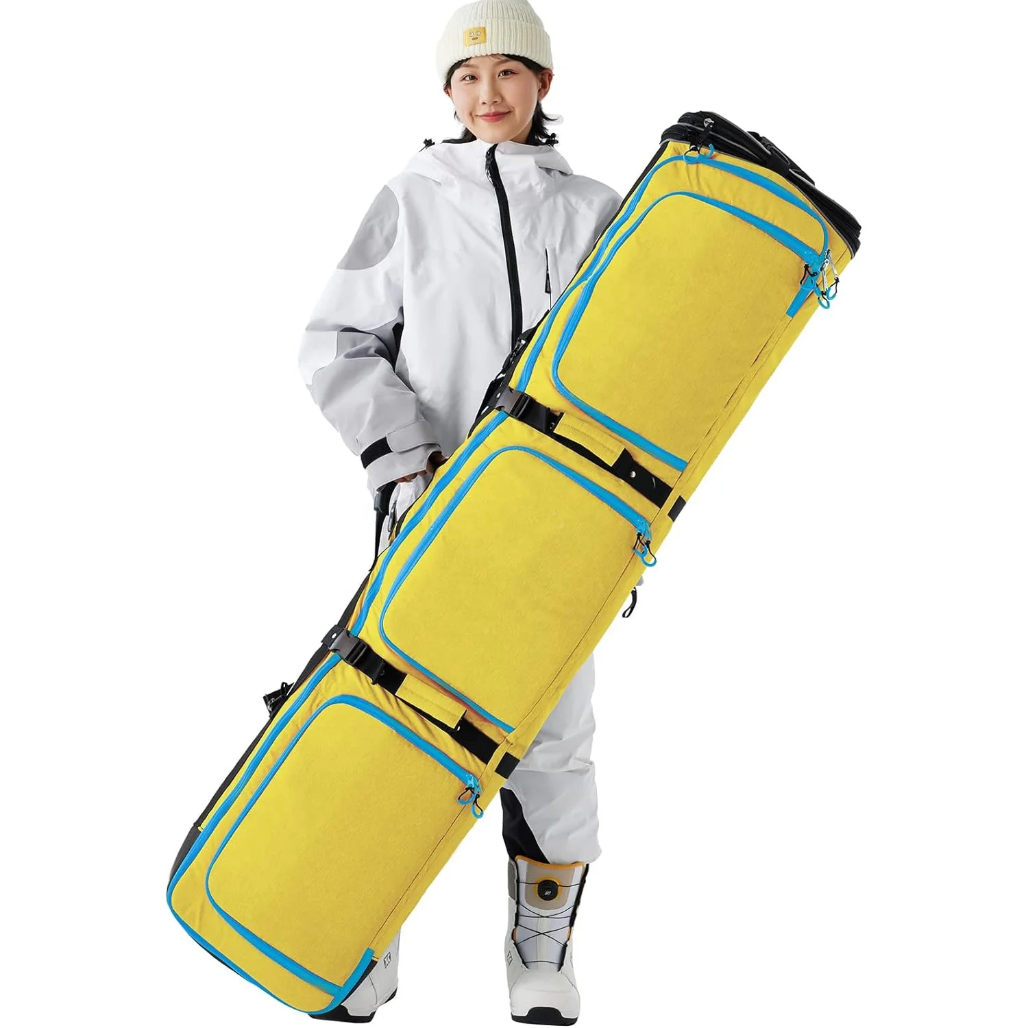 Polyester 190cm Custom Waterproof Travel Ski Gear Boot Bag Backpack Roller Padded Snowboard Bag for Air Travel