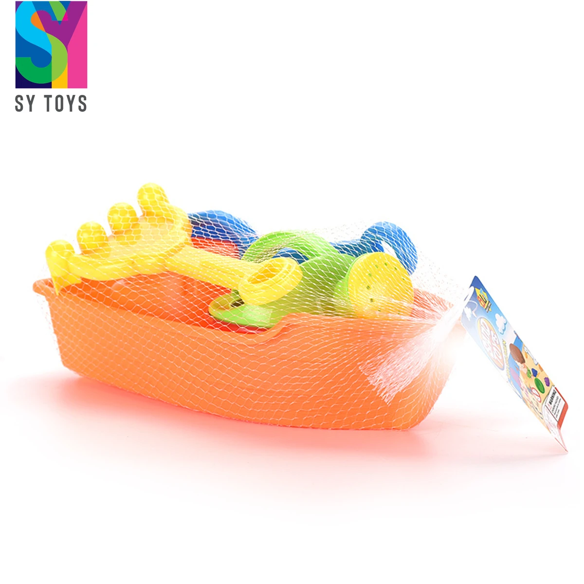 SY Cheap Summer Beach Sand 4pcs Set Outdoor Play Series Kids with small Plastic Boat for kids