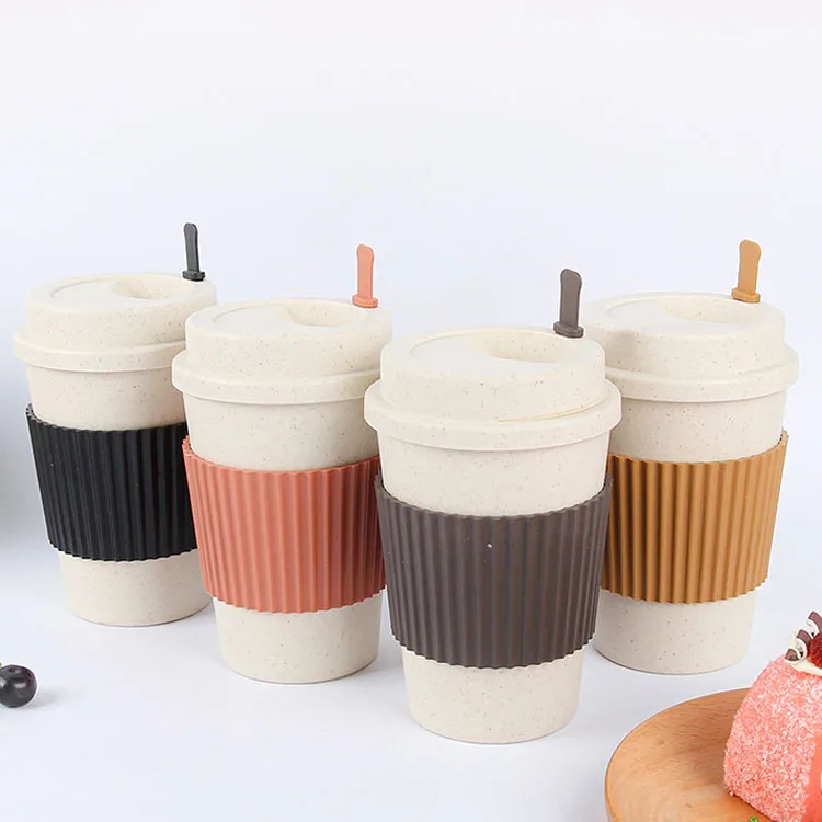 Custom Biodegradable Reusable Water Bottle Wheat Straw Drinking Cup Promotional Gifts Eco-friendly Coffee Cups