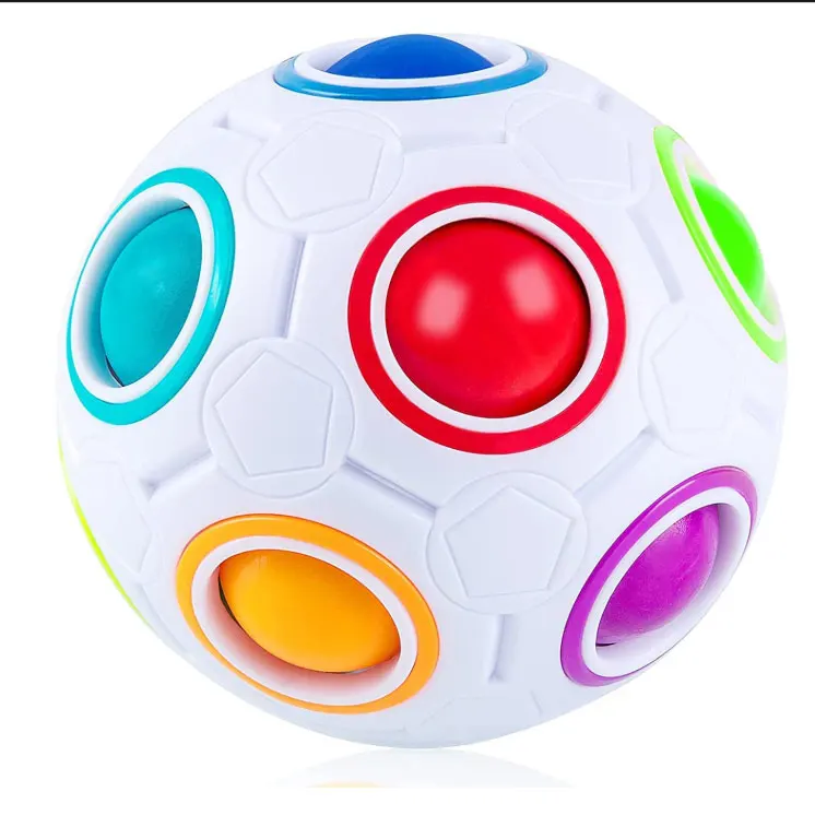 Magic Rainbow Puzzle Ball  Speed Cube Ball Puzzle Game Fun Stress Reliever Magic Ball Brain Teaser Fidget Toys