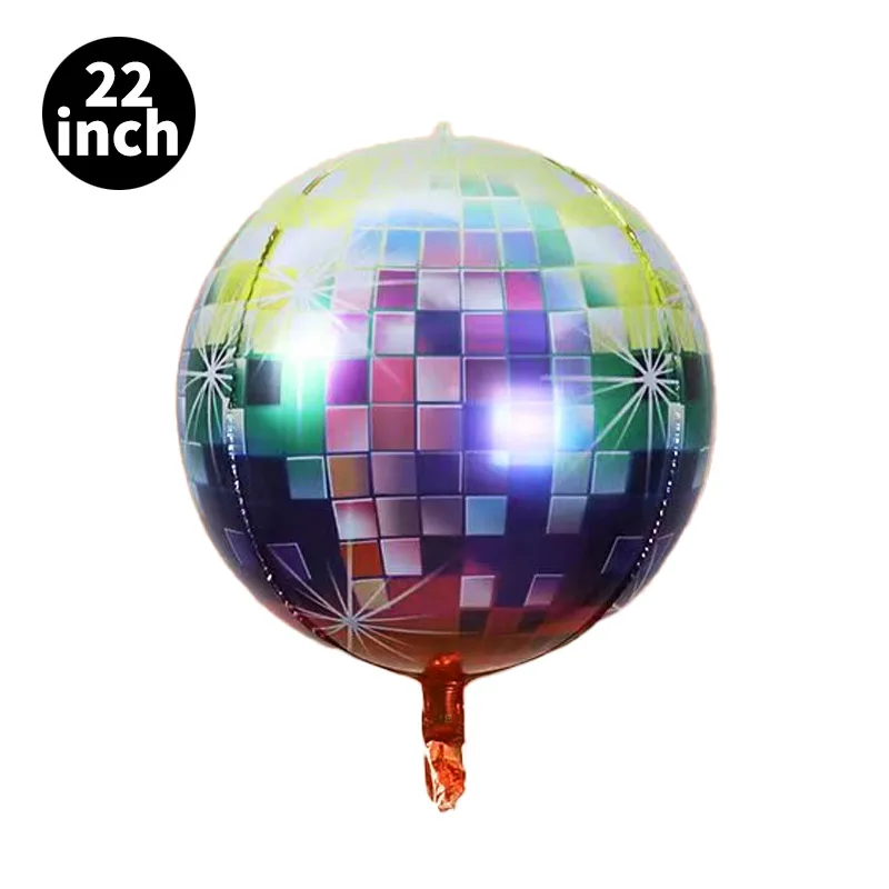 2024 New Color 22inch Disco 4D Round Balloon Shaped Foil Helium Balloon For Baby Shower Happy Birthday Party Decoration