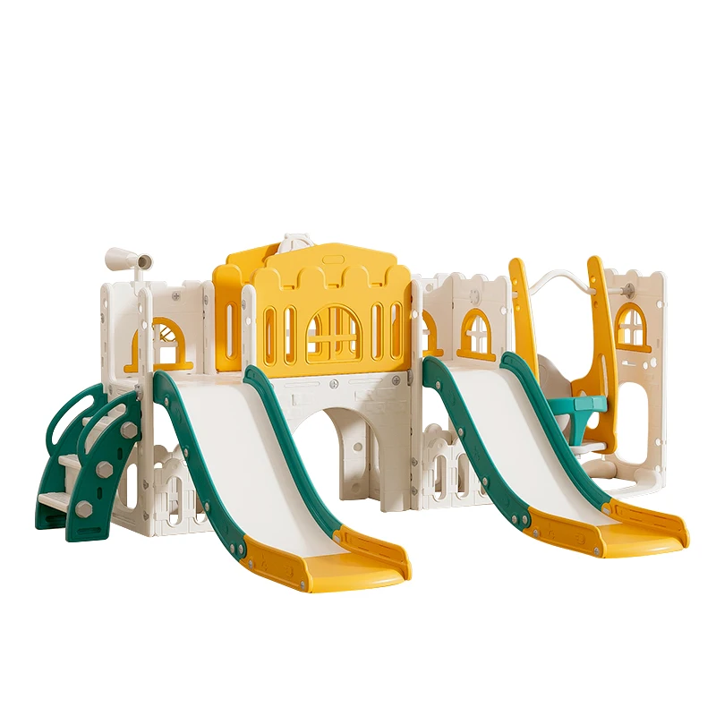 Kids Slide Equipment for Toddler Indoor Slide Toys with Basketball Hoop Telescope Swing and Non-slip Steps Gift for Children