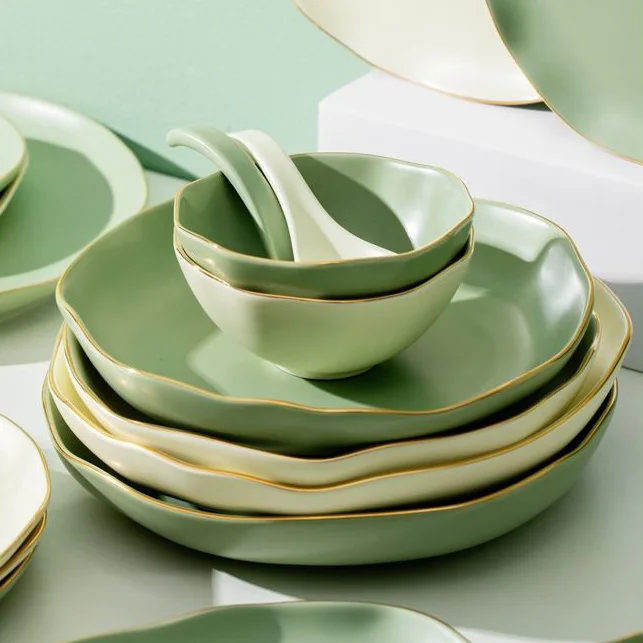 Nordic wholesale restaurant tableware crockery dinner plates bowls sets ceramic dinner set for home