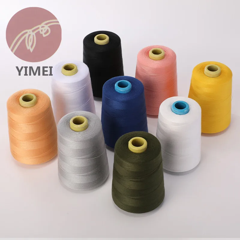 Wholesale 202 203 402 100% Spun Polyester Industrial Sewing Thread for denim jeans jacket overlock Thread 4000M