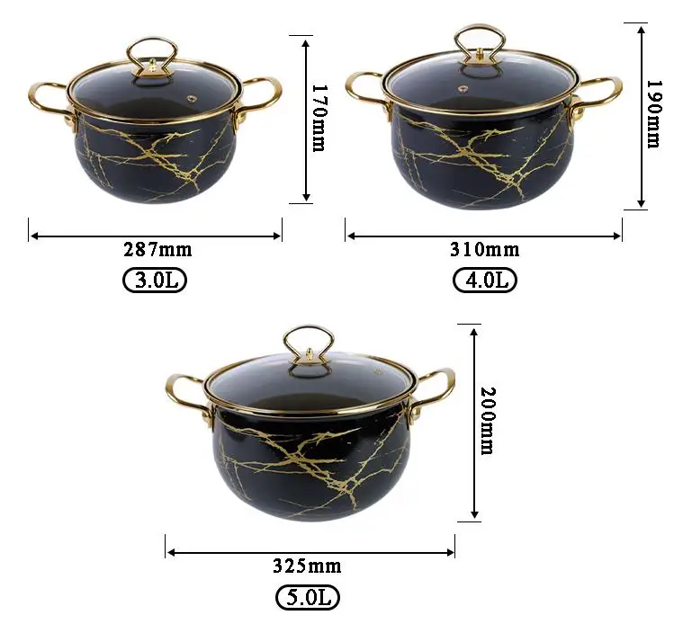 ELZZAACLR Enameled cooking pot 3.0L/4.0L/5.0L kitchen utensils milk cookware cast set cooking ware enamel coating pots