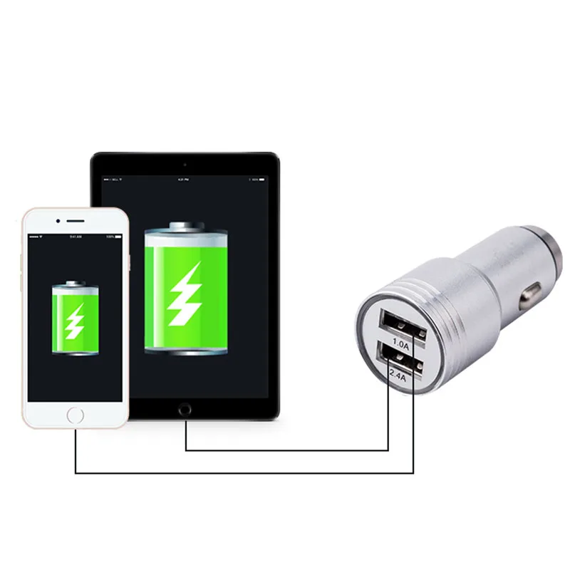 Безопасный аварийный молоток 12 В двойной USB Алюминиевый металлический автомобильный адаптер зарядного устройства