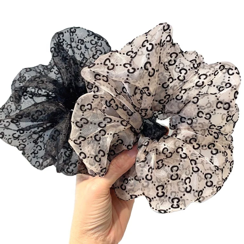 
New Design Over Size Letter Organza Hair Scrunchies Ties Hair Elastic Band Hair Accessories For Girls Women  (62595081720)