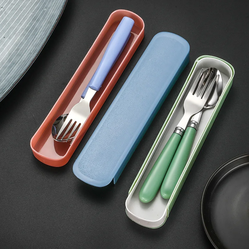 Простой креативный портативный складной набор столовых приборов из нержавеющей стали идеальная двухсекционная посуда для кемпинга включая вилку