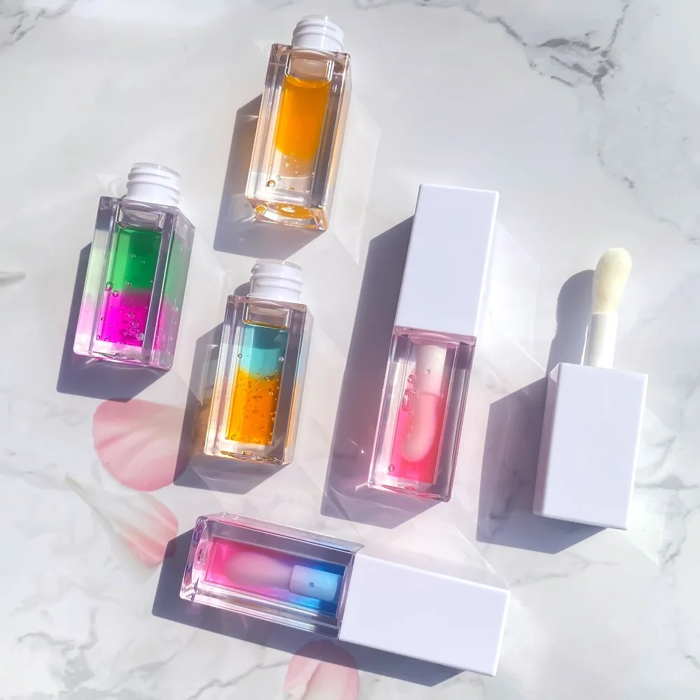 private label lipgloss oil with Soft squeezing tube fruit piece filler lip oil Moisturizing lip gloss without logo