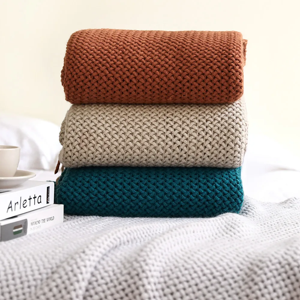Super Soft Cashmere Decorative Throw Blanket Lightweight Knitted For Bed And Sofa
