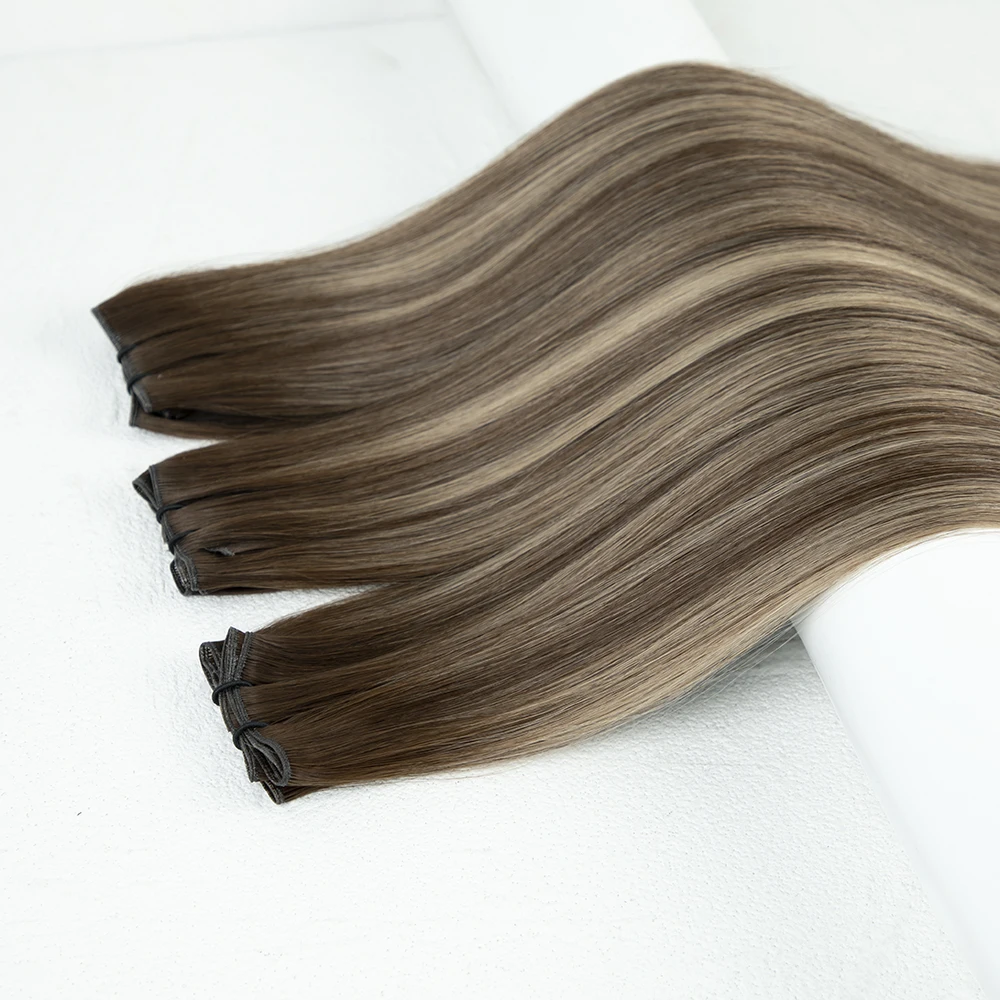 Invisible 100 Percent Human Hair Remi Remy Raw Thin Double Drawn Extensions Genius Weft Hair Extensions