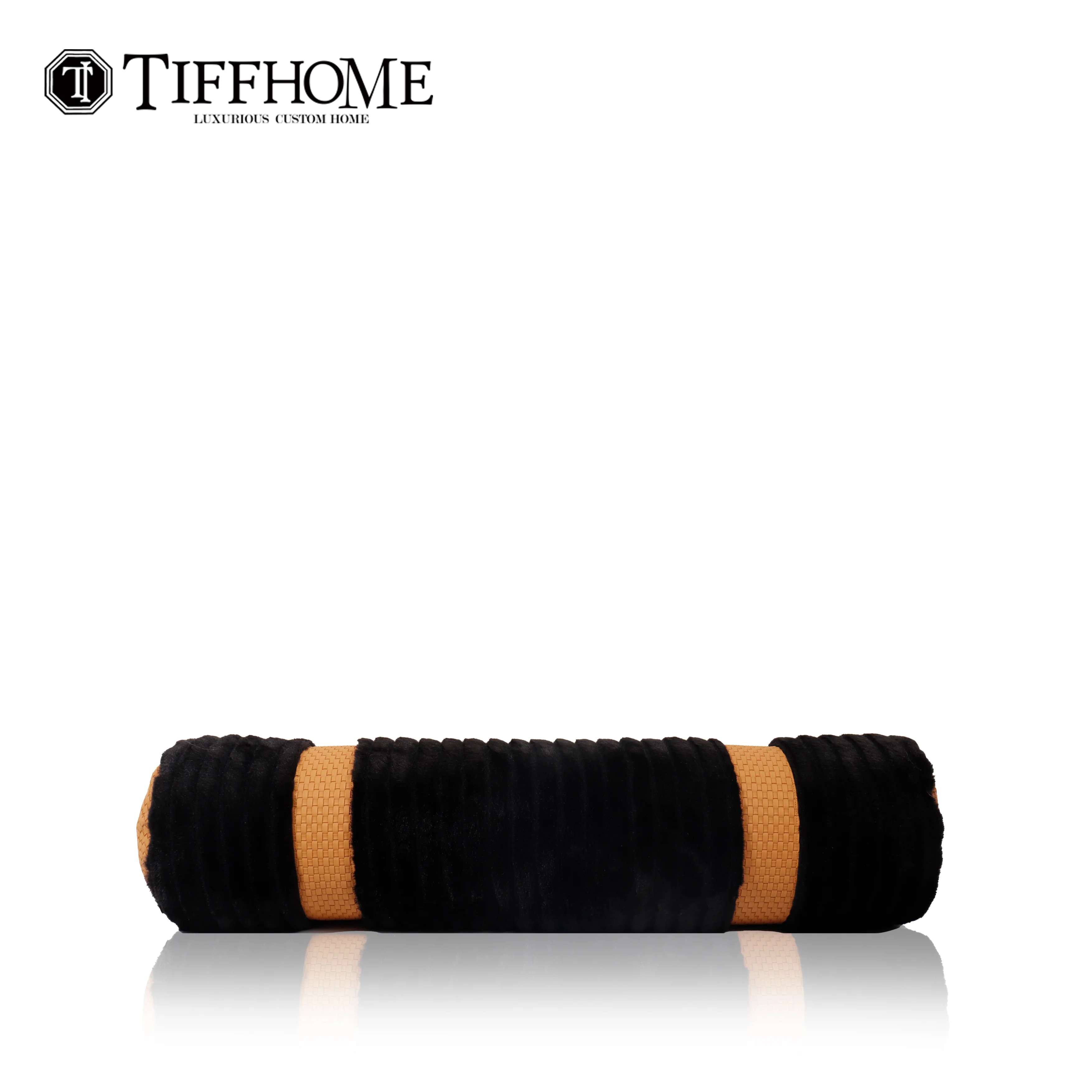 TIFFHOME Organic Customized Leather And Fur Cylindrical Pillow Bed Sofa Throw Pillow Cover Home Decorative Cushion Cover
