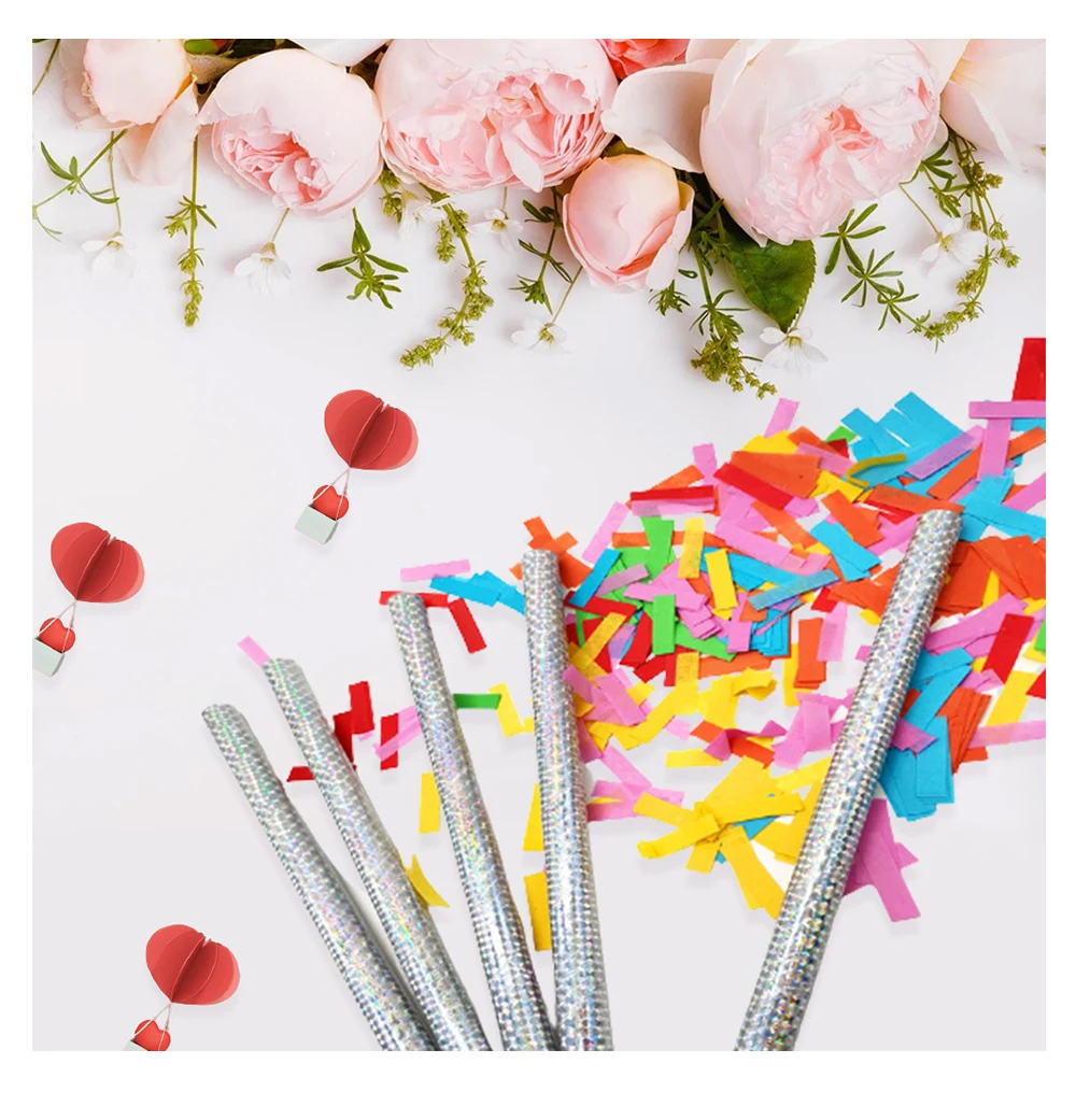 Factory Wholesale Colorful Confetti Wands Tissue Flick Flutter Sticks for Wedding Celebrations, Anniversary, Birthday Parties