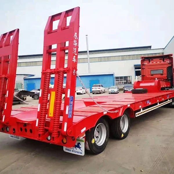 Factory directly sales trailer second hand brand new 50 tons 3 axles low flat semi trailer  for sale