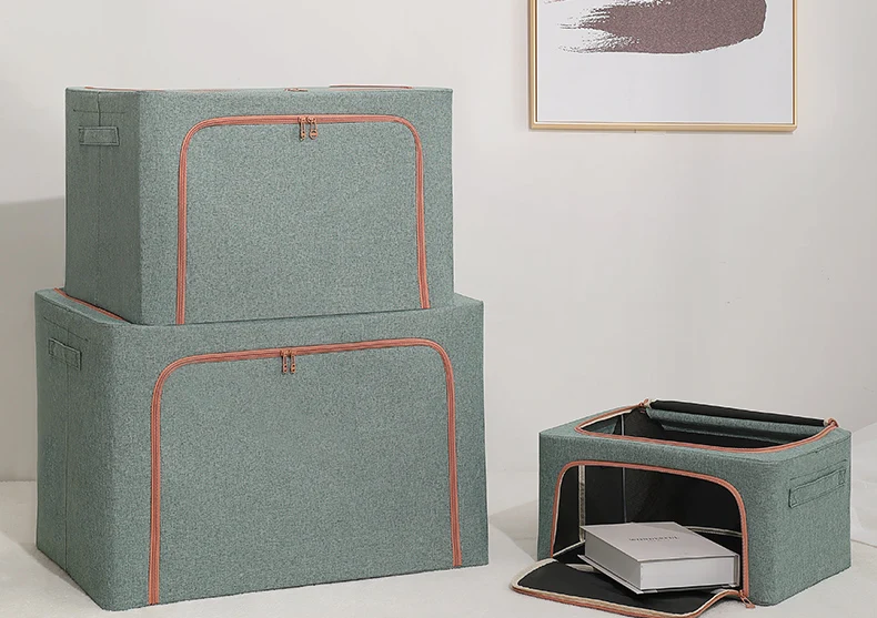 Cloth Steel Frame Folding Storage Box For Clothes Foldable Stackable Storage Box With Household