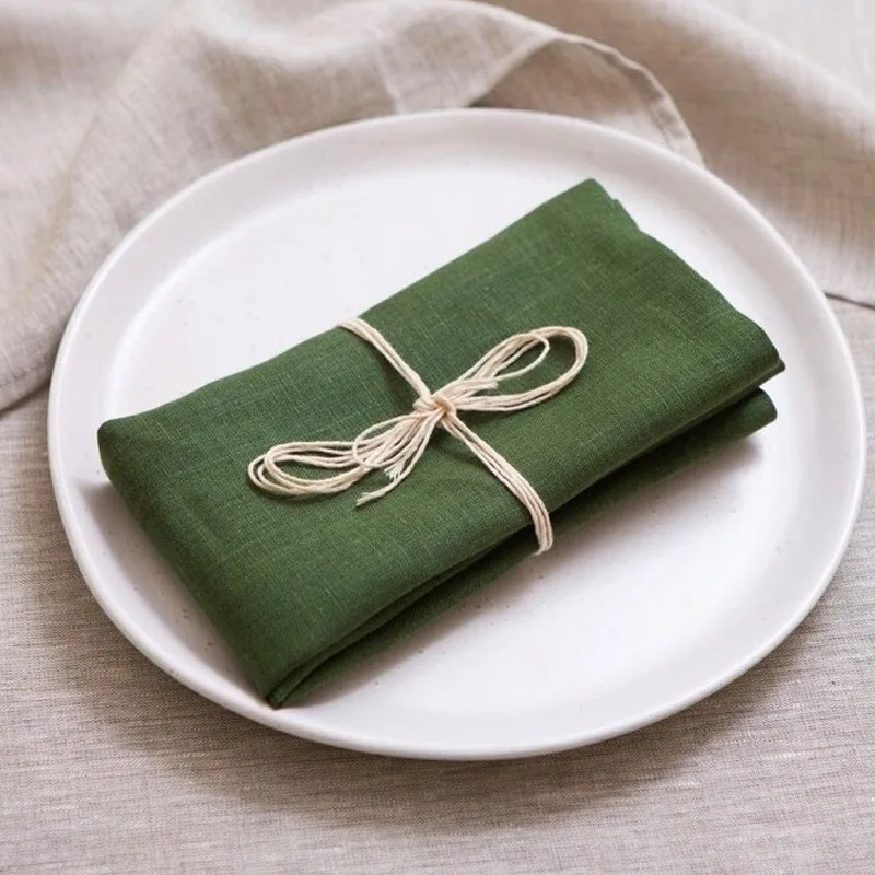 Factory customization size Embroidery LOGO restaurant Wedding Hotel Home Table Decor Reusable Cotton Linen Cloth Table Napkin