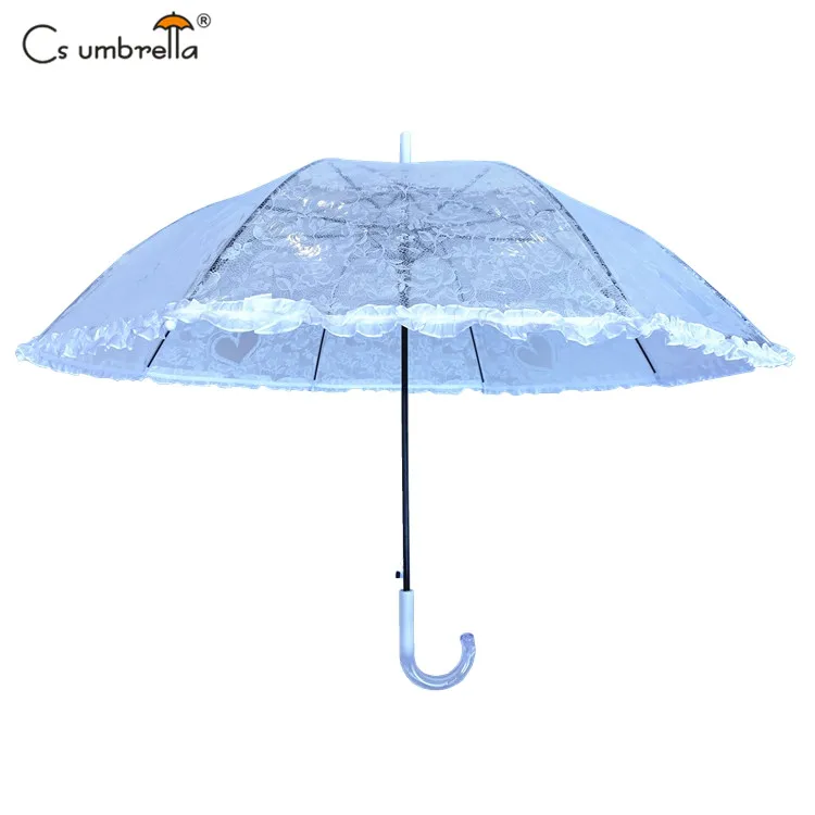 YS-1075 High Quality Custom Printing Waterproof  Auto Open And Manual Close Straight Lace And Ruffle Straight POE Umbrella