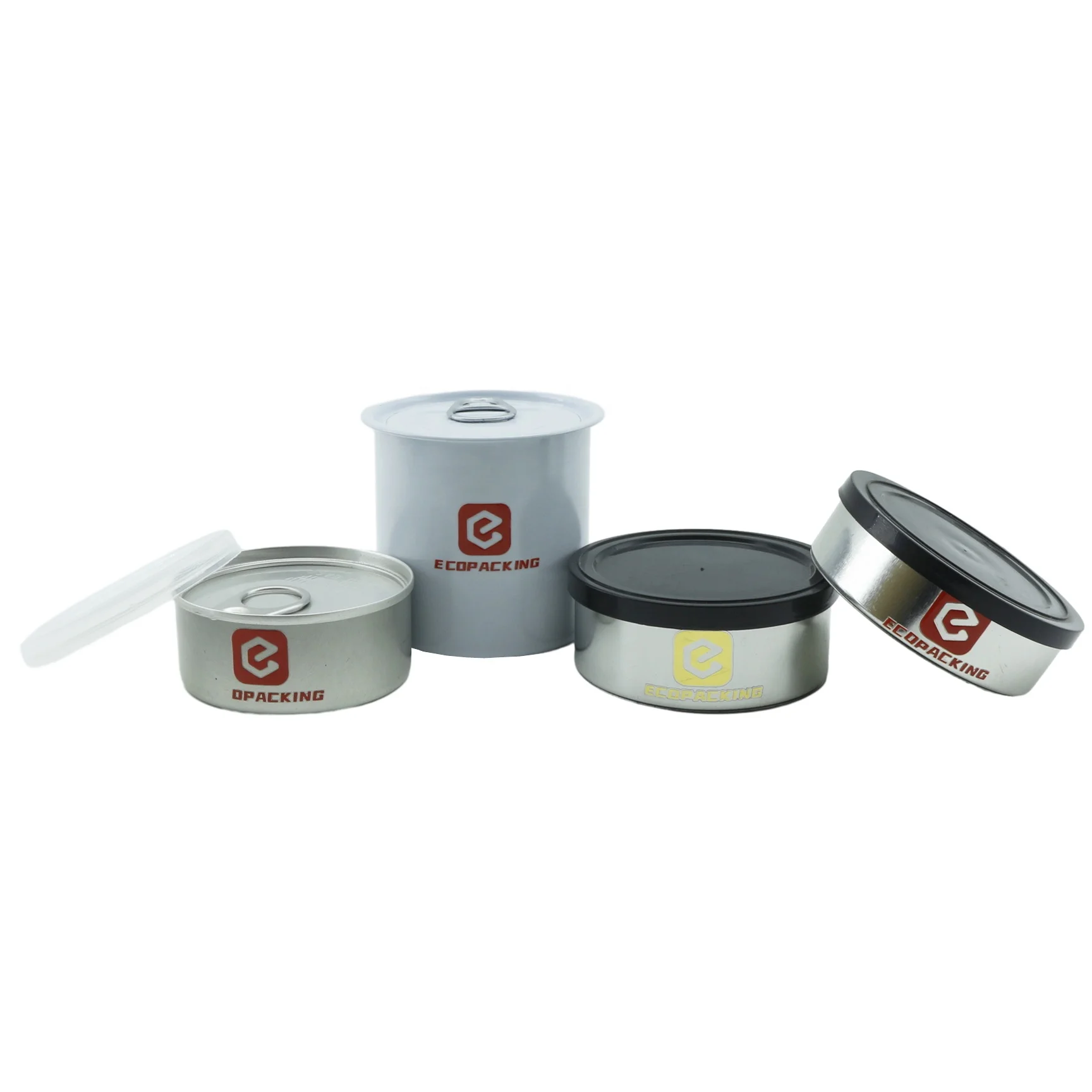 Pressure metal tin can 66*27mm and 73*23mm self sealed tin cans for food packaging