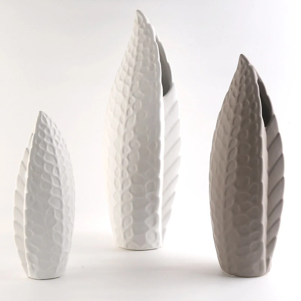 33 см в форме листа матовая Коричневая керамическая ваза для цветов Свадебная вечеринка праздник оптовая продажа