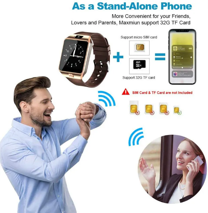 Bluetooth Смарт-часы DZ09 Smartwatch телефон Поддержка sim-карты камера сенсорный экран наручные