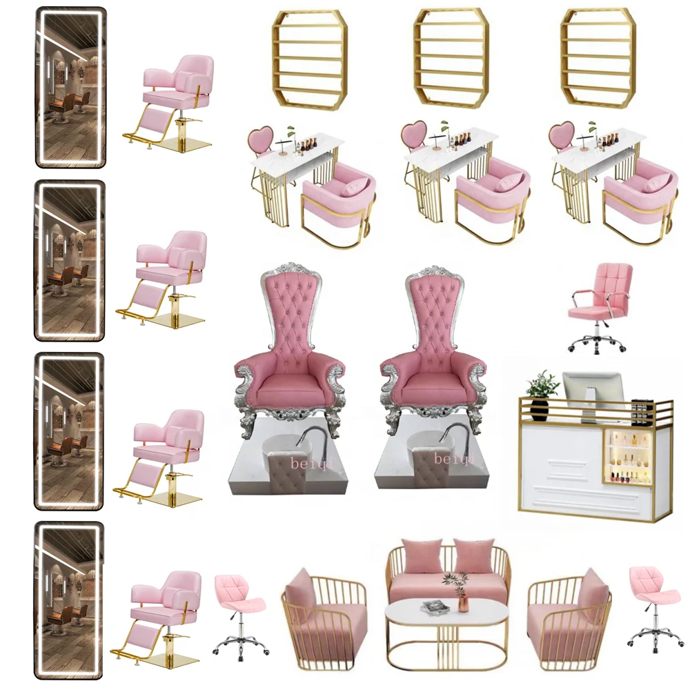 
Good quality nail salon furniture set pink ins style manicure table pedicure foot spa chair 