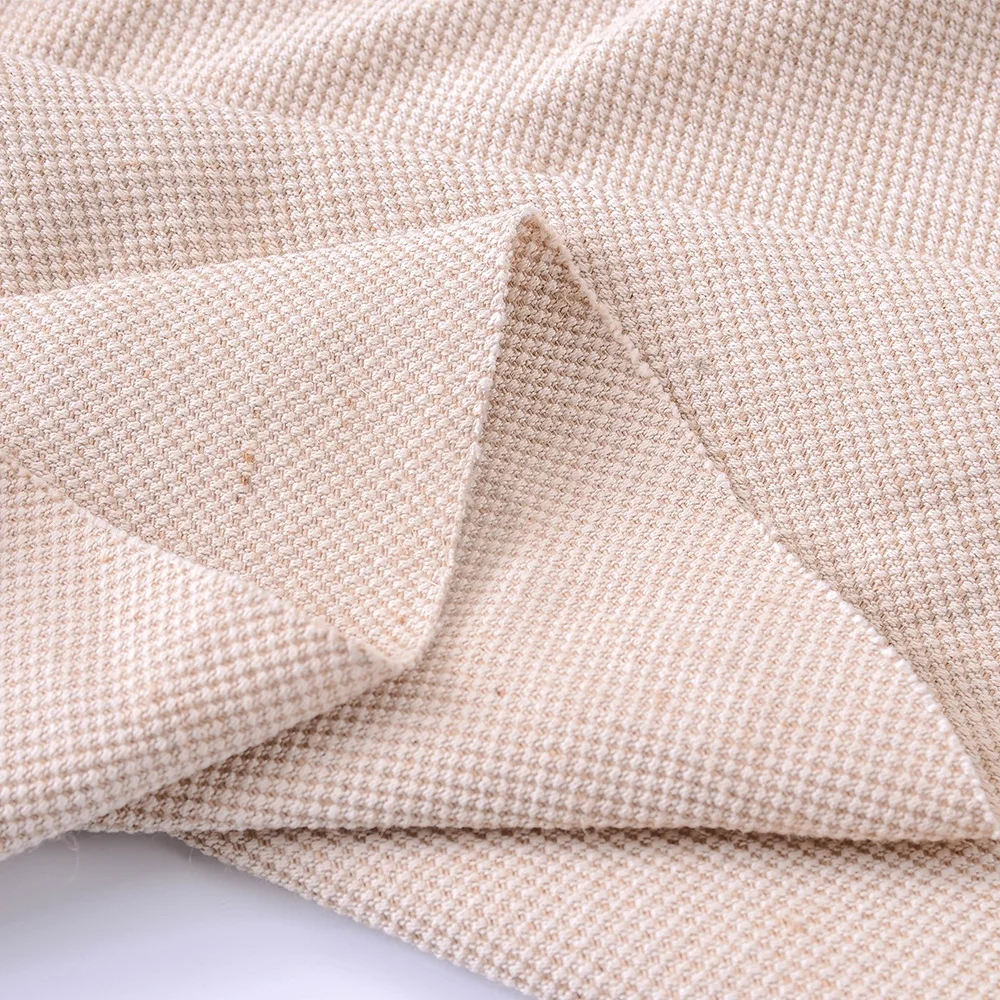 Factory Sale Textured Home Textile Plaid Raw Material Tela Para Sofas Thick Polyester Cotton Linen Fabric For Sofa and Curtain