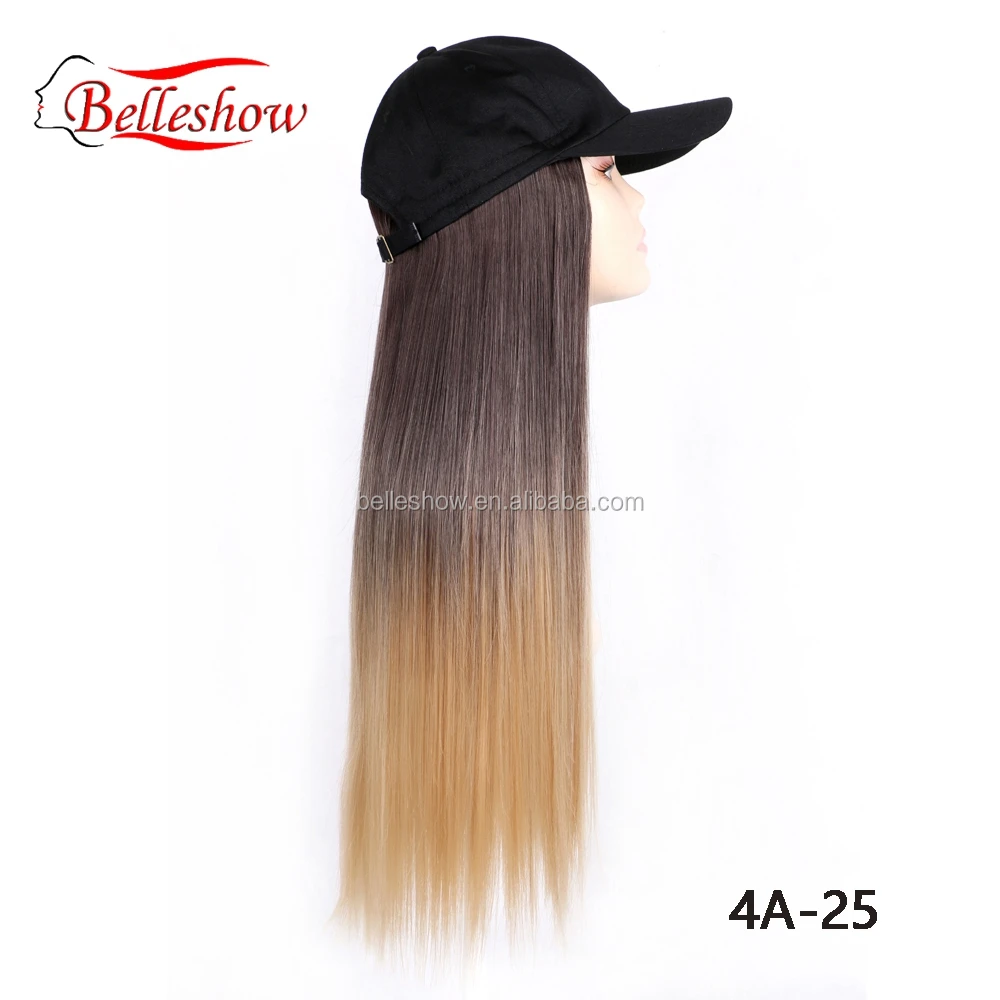 Hot sell Cheap Wholesale long black Baseball Caps straight Hair Wig Sale Low Price Black Long Wavy straight braid Baseball hat