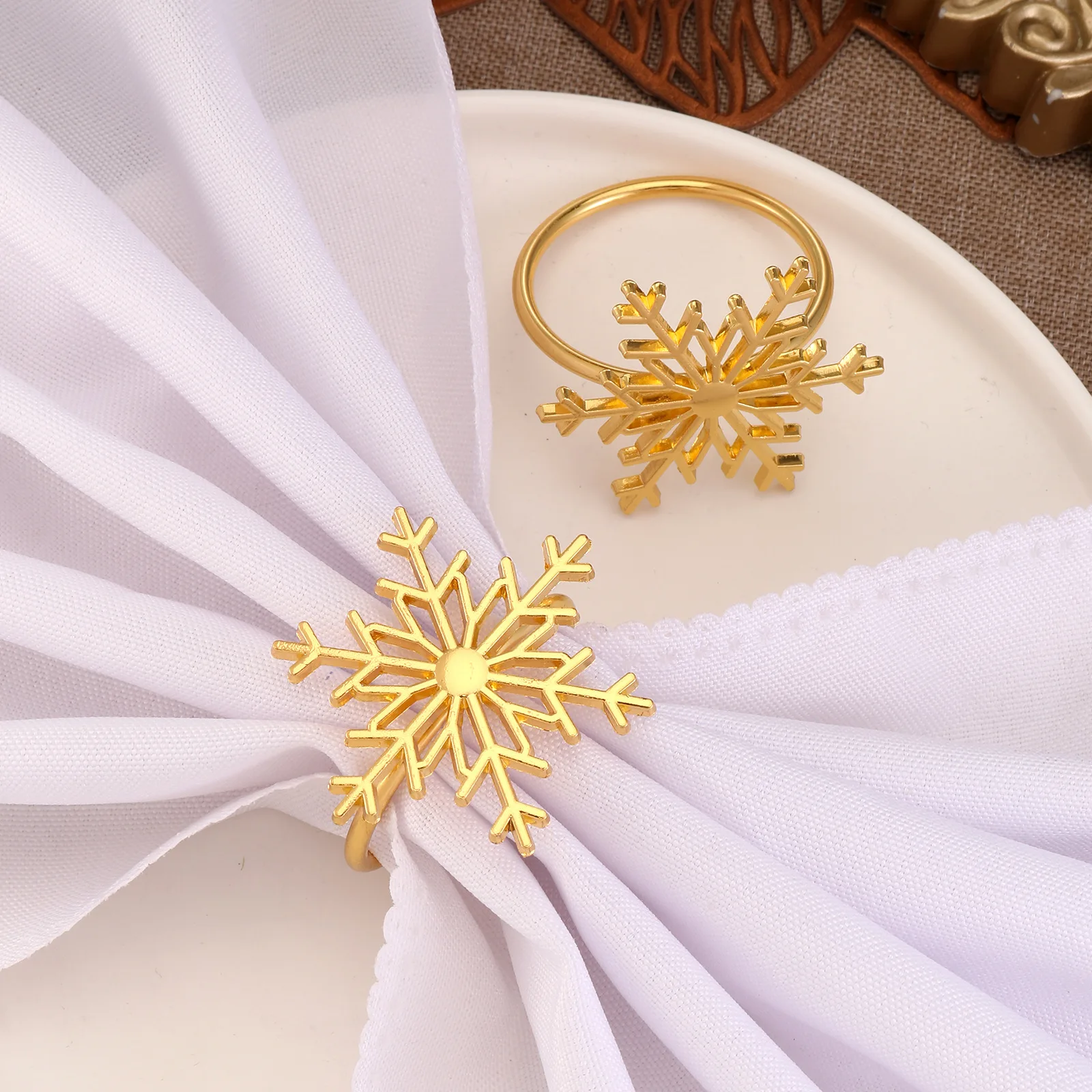 Snow Luxury Metal Gold silver Napkin Rings for wedding table decoration napkin holder