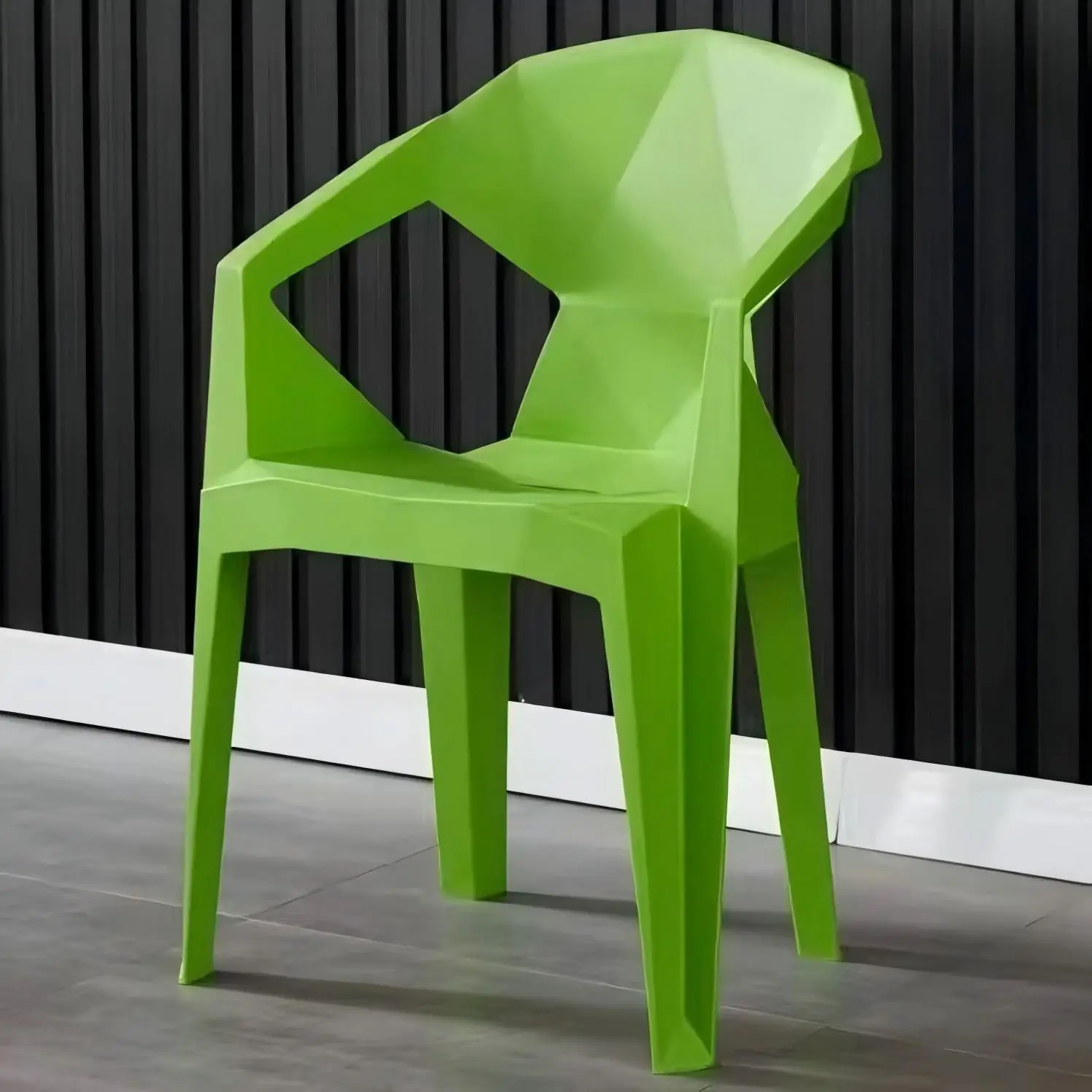 Hot Sale Simple Plastic Chair Stackable Home Colorful Restaurants Chairs Green Full Dining Set