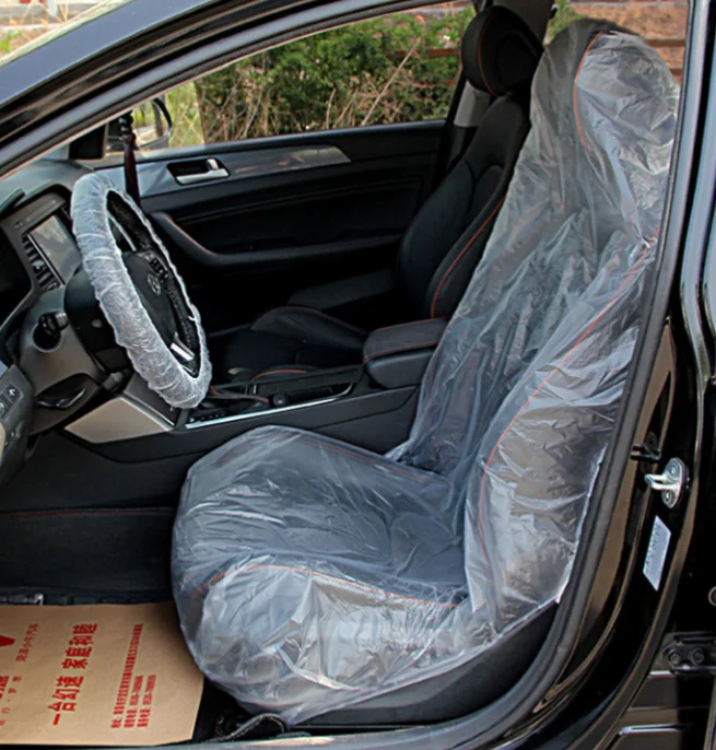 China Manufacture  LDPE Clear Plastic Car Seat Cover Transparent Steering Wheel Cover for Car