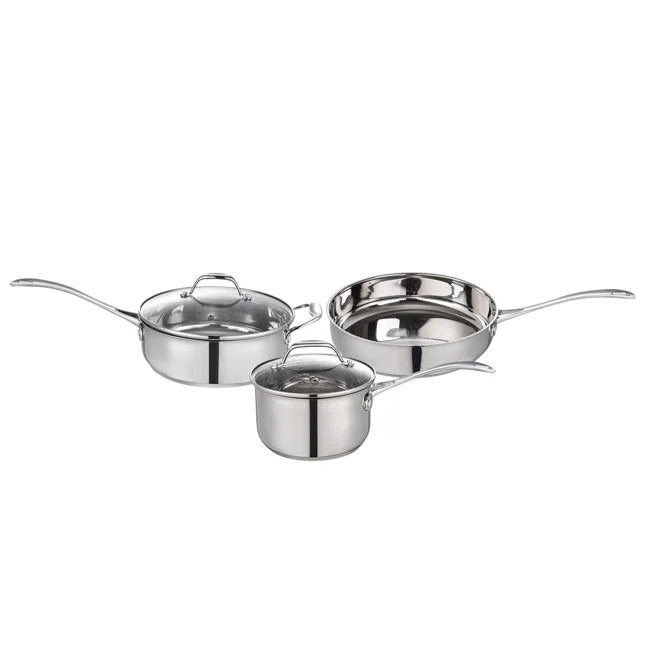 Saucepan with Glass Cover Luxury Cookware Sets Premium Stainless Steel Cast Cold Handle Elegant Frying Pan