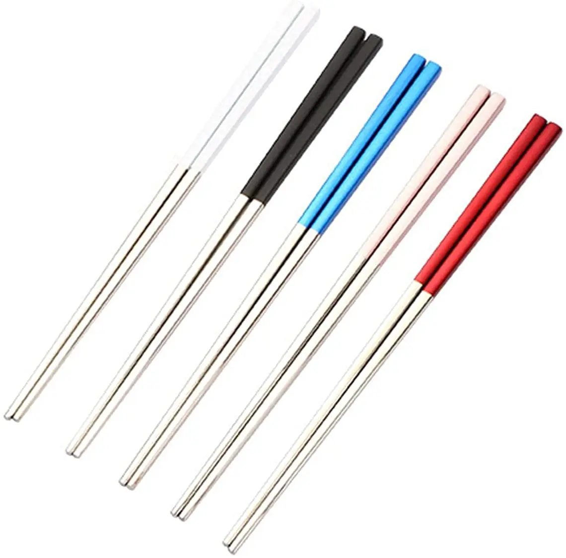 Wholesale Cheap High Quality Korean Colorful Plating Gold Stainless Steel Cutlery Chopsticks Set