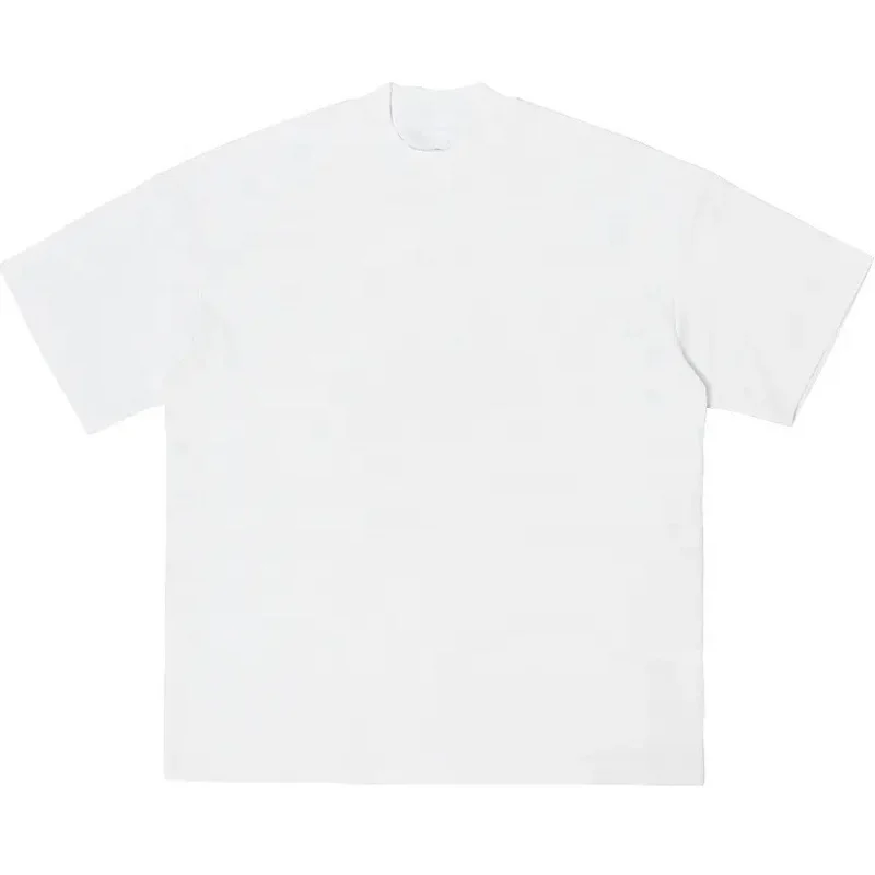 Wholesale Custom Anti-Pilling White Cotton 300 gsm Tshirt High Quality Thick Rib Collar Plain Oversized Tshirt Men